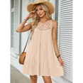 thumbnail image 3 of jinghuiyue Women’s Summer Hollow Out Halter Dresses Sleeveless Casual A-Line Tiered Swing Mini Dress Beach Vacation Sundress S, 3 of 6
