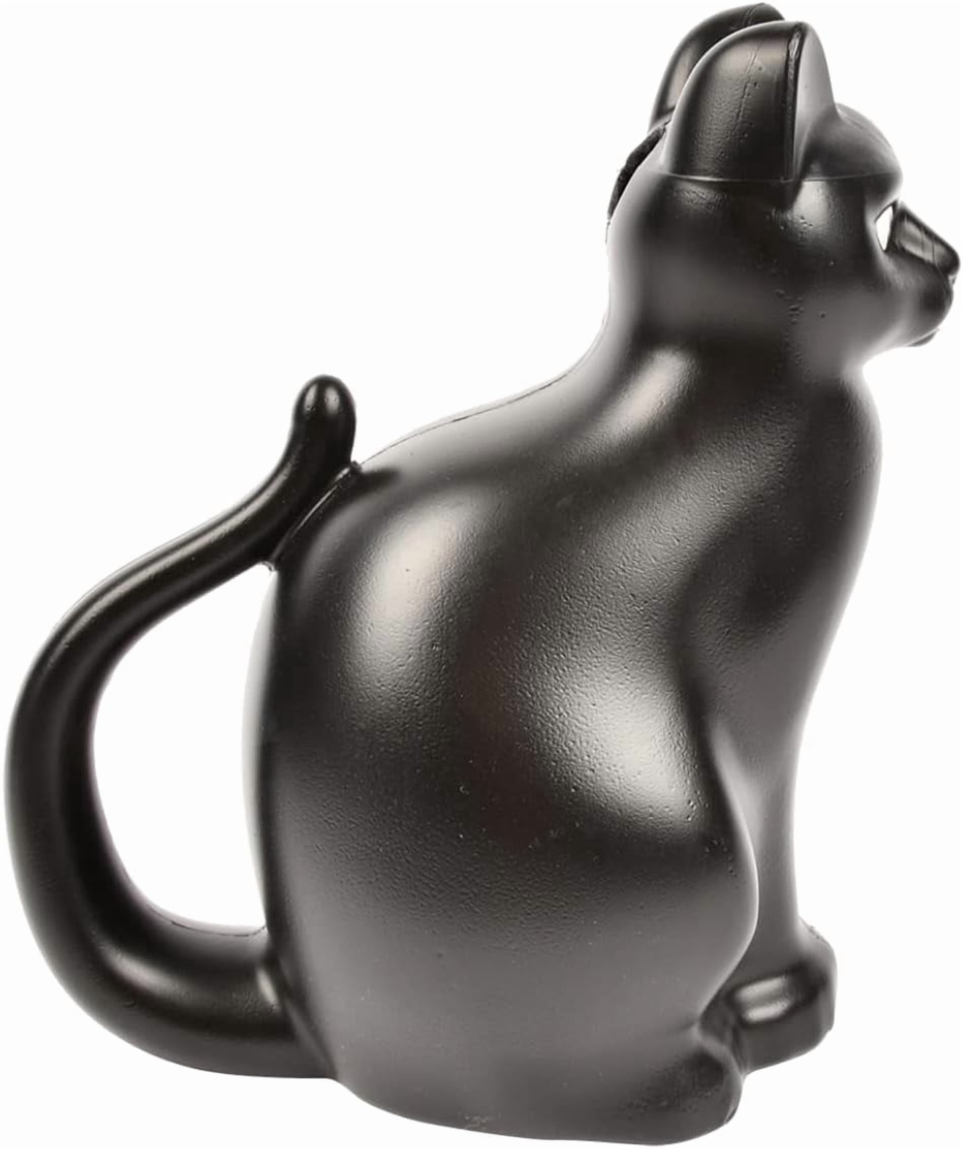 Esschert Design Plastic Cat Watering Can, 10.39 x 6.69 x 11.1 inches, Black