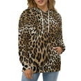 thumbnail image 4 of Leopard Print Pattern Men's Women Vintage 3D Hooded Sweatshirt - All-Season Loose Fit Streetwear, 4 of 6