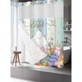 thumbnail image 3 of No Hook Shower Curtain with Snap-in Liner, Easter Waterproof Fabric Bathroom Curtains, Spring Rabbit Ears Foot Flowers Eggs Green Wooden Bath Curtains & Mesh Top Window 66"x72", 3 of 9