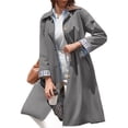 thumbnail image 4 of Spring Fall Women Plaid Patchwork Long Sleeved Single Breasted Casual Trench Coat, 4 of 6