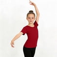 thumbnail image 6 of Girls Athletic Top Dance Shirt 100% Cotton Slim Fit Short Sleeve Round Neck Activewear for Kids Kids to Teen Wine,Size 7-8 T, 6 of 6