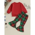 thumbnail image 4 of Wassery Baby Girl 2Pcs Christmas Outfits Long Sleeve Letter Print Pullover + Flare Pants Set 9M 12M 18M 24M 3T 4T Toddler Girl Christmas Clothes, 4 of 9