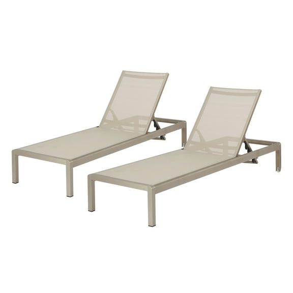 Grey Outdoor Mesh Chaise Lounge (Set of Two)