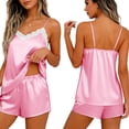thumbnail image 4 of Yutgune Women's Satin Pajama Sets Pjs Sets For Women Lace Cami Shorts Soft Stretch Pajamas For Women Set S-XXL, 4 of 6
