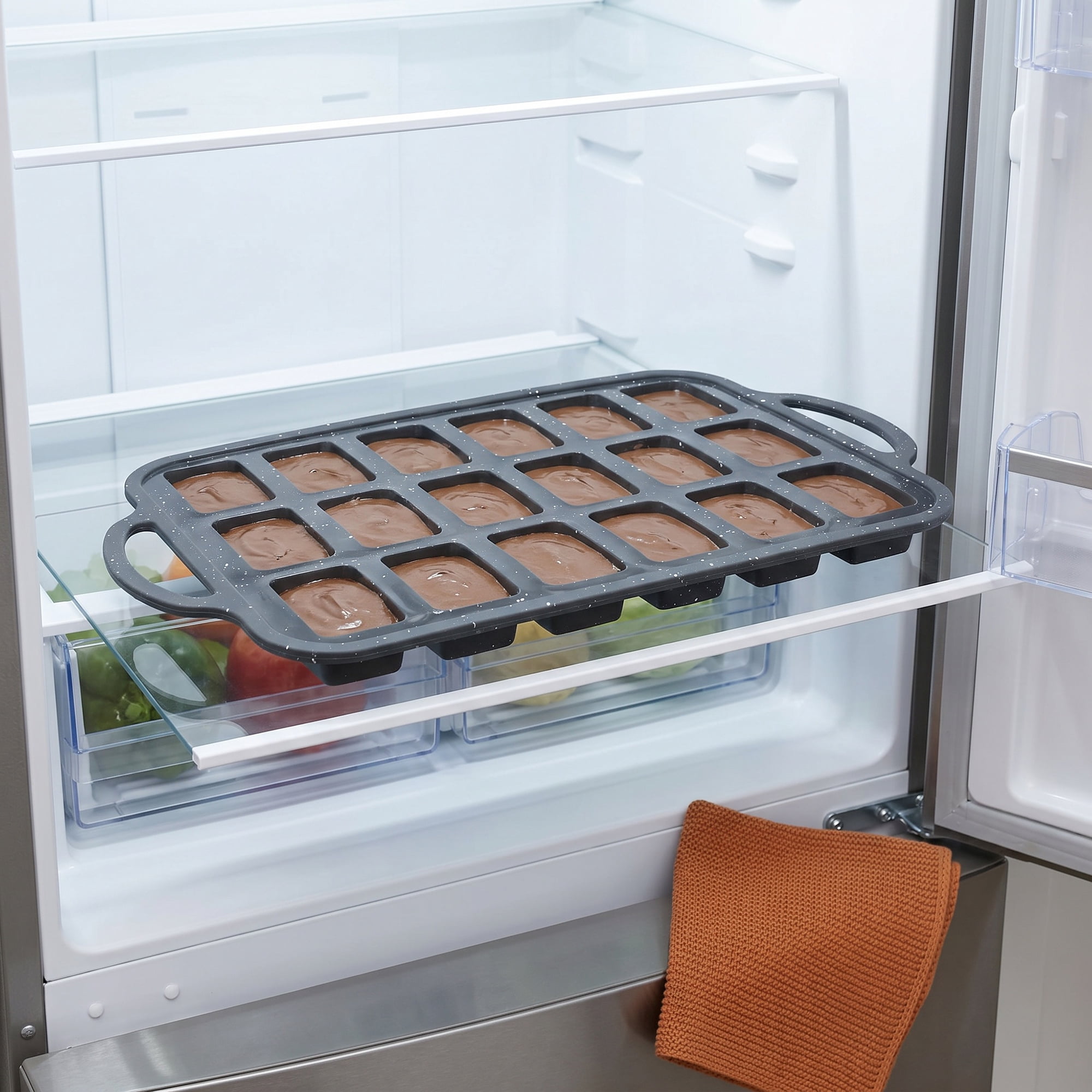 Unique Bargains Baking Pan 24-Cup Speckled Tray with Dual Loop Handles Black 14.8"x9.9"x1"