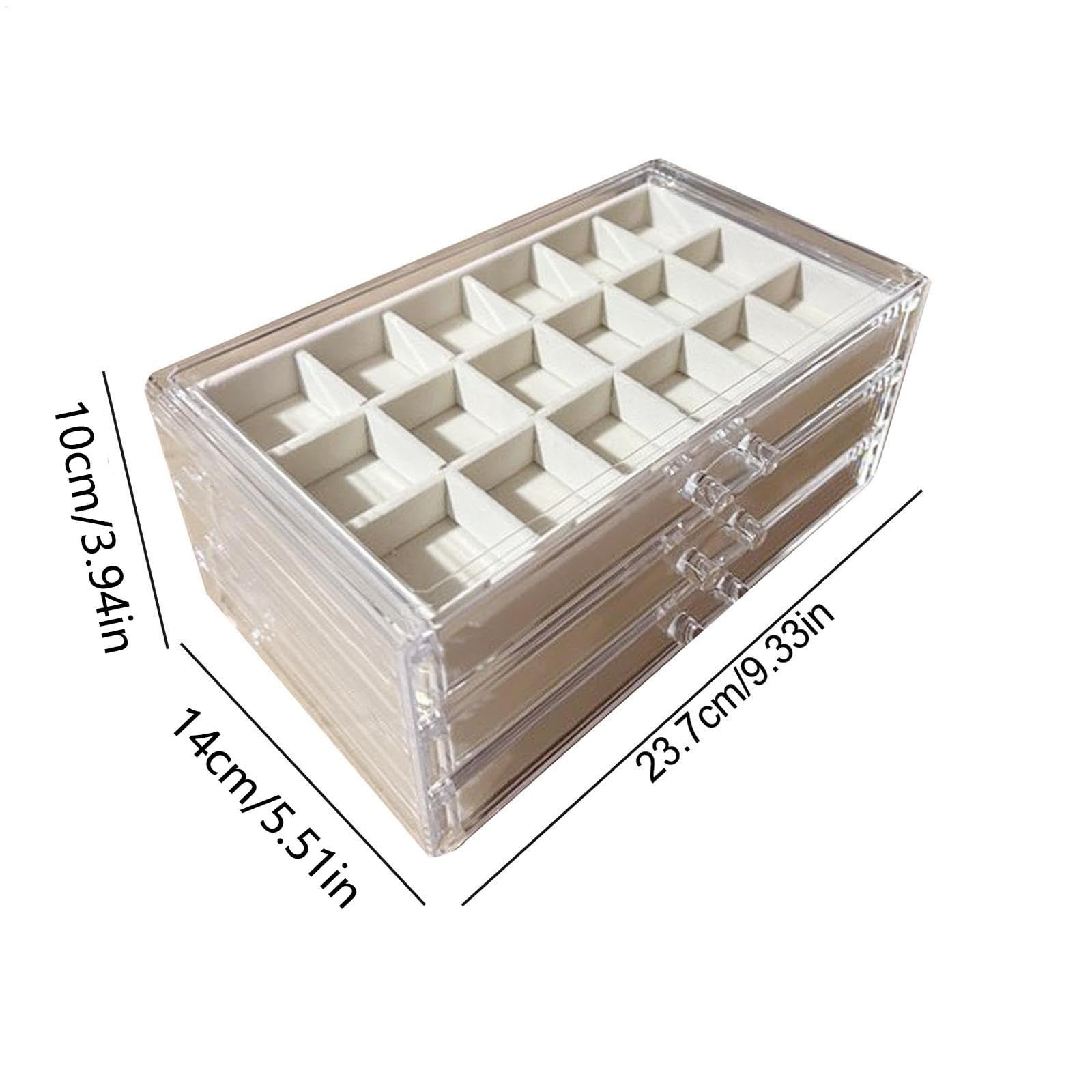 3-Layer Jewelry Storage Box With Drawers,Flannel Lined Jewelry Organizer Case,Earrings Rings Necklace Bracelet Compartment Holder,Portable Vanity Jewelry Display Box Multi Section Storage Organizer
