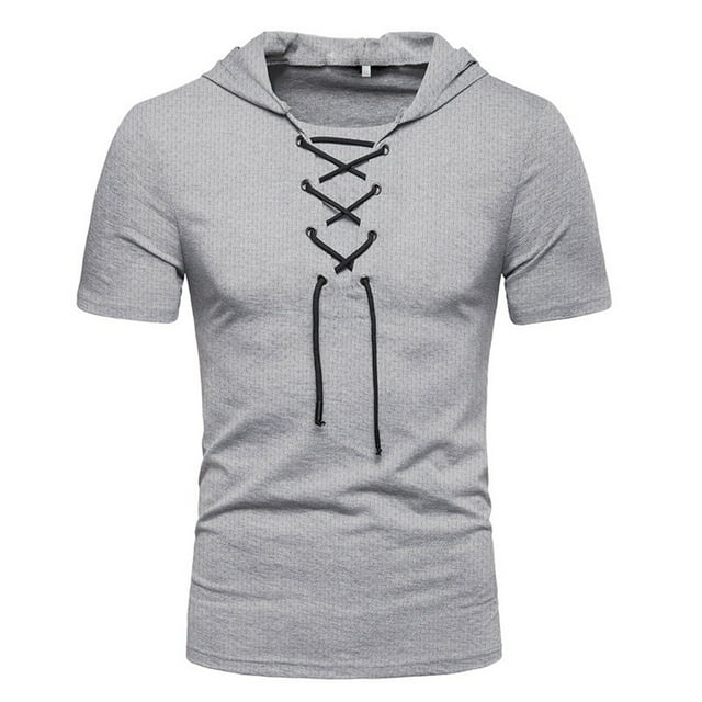 Sudadera con capucha deportiva de manga corta táctica gris retro para hombre, sudadera con capucha para deportes al aire libre