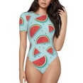 thumbnail image 2 of Goofa Watermelon Printed Women Rash Guard Short Sleeve,Tummy control Swimsuit Surfing Swimsuit Bathing Suit One Piece Swimsuit UPF 50-XX-Large, 2 of 9