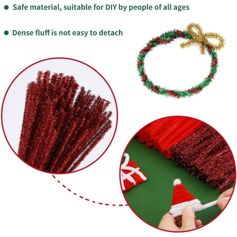 60 Pieces Red Pipe Cleaners, Christmas Craft Pipe Cleaners,Pipe Cleaners  Chenille Stem,Pipe Cleaners Bulk,Art Pipe Cleaners for Creative Home