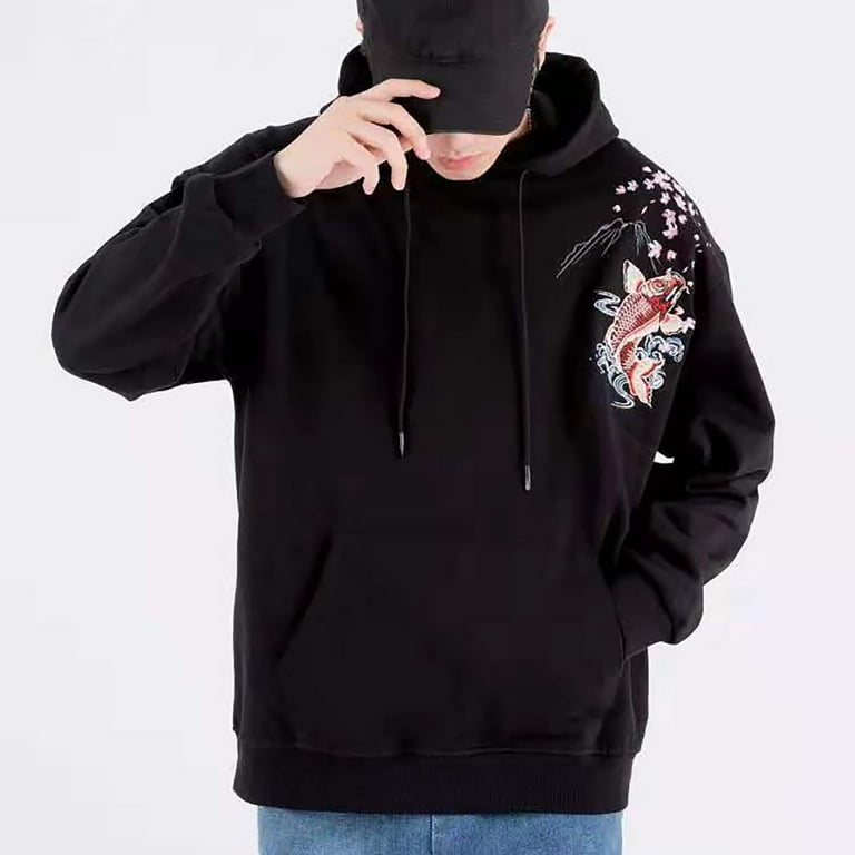 Niepce Inc Japanese Fashion Hooded Sweatshirt Men Koi Fish Niepce Inc Japanese Fashion Hooded Sweatshirt Men Koi Fish
