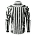 thumbnail image 6 of Mens Shirts Button-Down Shirts Long Sleeve Shirt Top Striped Black L, 6 of 6