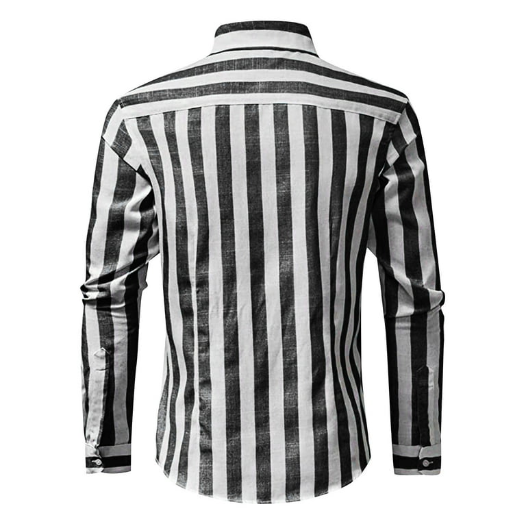 Buckle Black Striped Standard Shirt - Men's Shirts in Navy