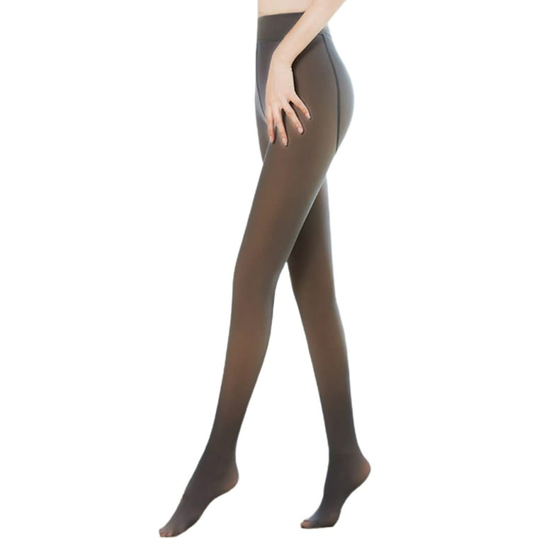 Fleece Lined Patterned Tights for Women Winter Warm Leggings Fake  Translucent High Waist Pantyhose Control Top Stockings