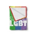 thumbnail image 2 of Pride Soft Flannel Fleece Throw Blanket, Support LGBT Calligraphy with Celebration Theme Crowd People Silhouette with Flags, Cozy Plush for Indoor and Outdoor Use, 50" x 60", Multicolor, by Ambesonne, 2 of 5