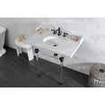 thumbnail image 3 of Kingston Brass LMS36MA5 Pemberton 36" Carrara Marble Console Sink with Acrylic Legs (8-Inch, 3-Hole), Carrara Marble White/Oil Rubbed Bronze, 3 of 8