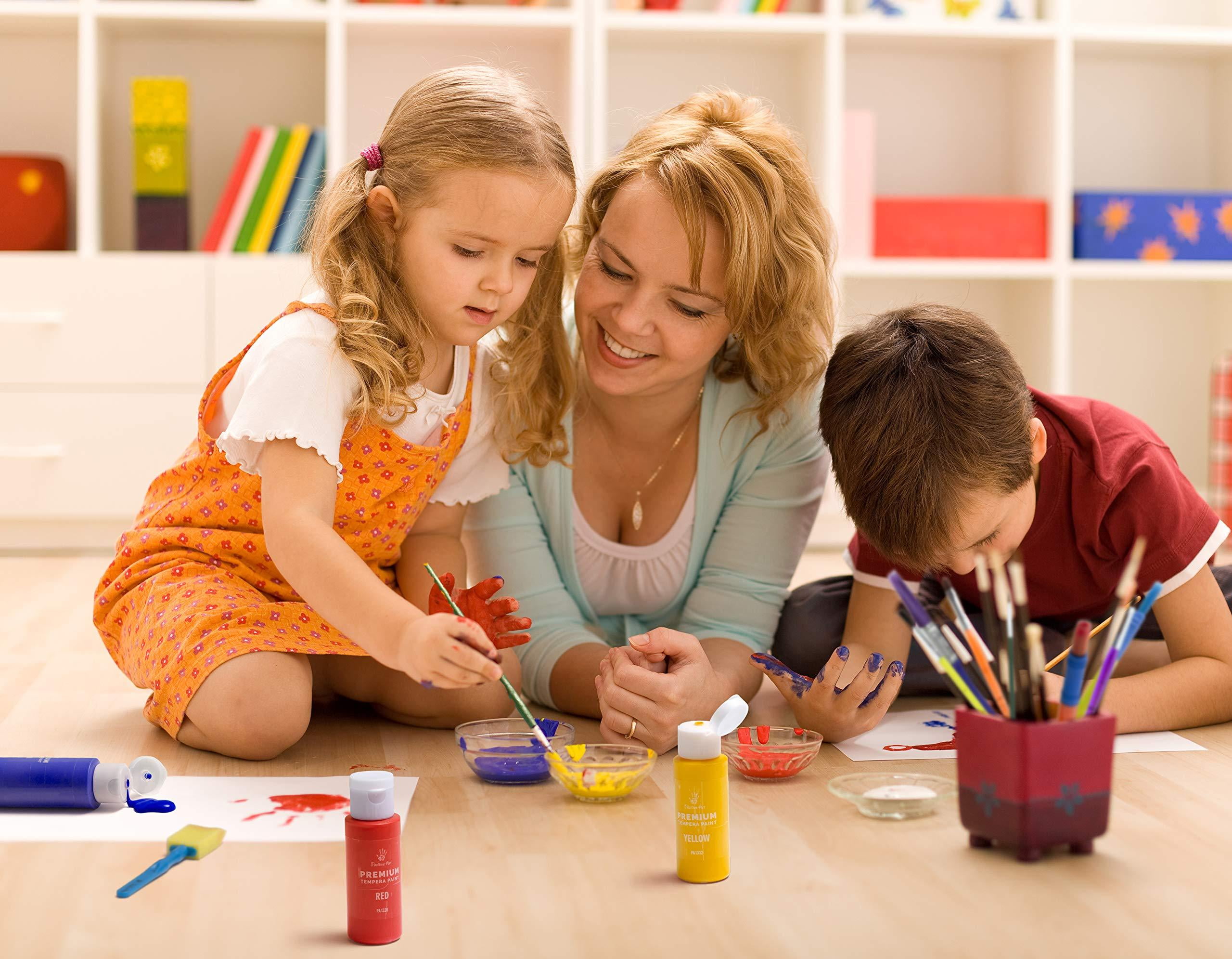 Positive Art Kids Tempera Paint Set 2oz Washable Non-Toxic Colorful Paints 40 Pack