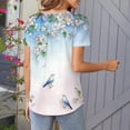 thumbnail image 6 of Karymi Women's Summer Tops Round Neck Floral Print Blouse Loose Ruffle Shirts Short Sleeve Lightweight Button Shirts Summer Tops for Women, 6 of 6