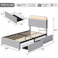 thumbnail image 2 of YUSAZENS Twin XL Size Velvet Upholstered Bed Frame with LED Light, MDF Structure 2 Underbed Storage Drawers, Floor Standing Soft Platform Bed No Box Spring Needed,  Gray, 2 of 9