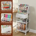 thumbnail image 4 of 3 Tier Rolling Cart - Metal Utility Cart with Storage Drawer and Wheels Versatile Art Craft Organizer for Home Office or Studio - Ideal for Storing Brushes Paints and SuppliesWhite, 4 of 15