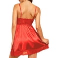 thumbnail image 6 of Avidlove Women Sexy Lingerie Set Satin Nightgown V Neck Sleepwear Silk Negligee Lace Nightie Gown Red L, 6 of 6