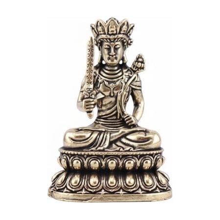 QSTDGVPW Akasagarbha Bodhisattva Buddha Statue Religious Collectible Figurine Brass Metal Eight Guardian Deities Symbolic Offering Sculpture Delicate Design Suitable for Meditation Altar Office Shelf