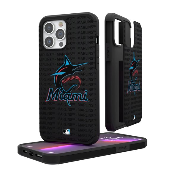 Miami Marlins iPhone Text Backdrop Rugged Case