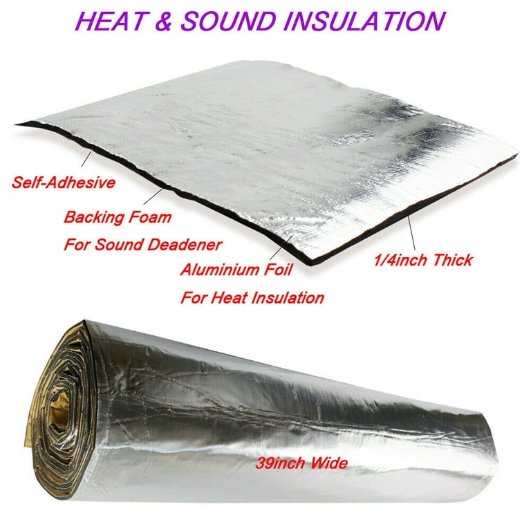 Self-adhesive foam aluminum foil insulation cotton,Car Heat Sound Deadening Insulation  Mat, Heat Insulation Material,For loft ,Easy to install, Aluminum Foil  Finish ( Color : 5mm(THK) , Size : 1*1M(1m 