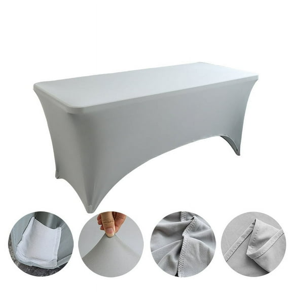 Nvzi Table Covers for 6 Foot Tables, Spandex Table Covers 6ft, Grey Table Cloths Rectangle 6ft for Events, Wedding, Banquets & Parties