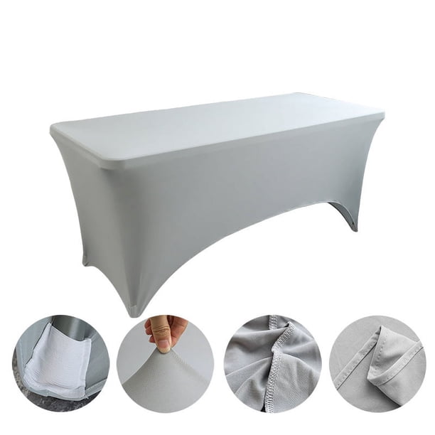 Nvzi Manteles para mesas de 6 pies, manteles de licra de 6 pies, manteles rectangulares grises de 6 pies para eventos, bodas, banquetes y fiestas