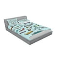 thumbnail image 2 of Ambesonne Aviation Fitted Sheet & Pillow Sham Set, Airplanes Helicopters, Full, Multicolor, 2 of 2