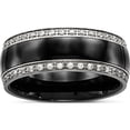 thumbnail image 1 of Stainless Steel Polished Black Ceramic Cz Ring (Size 10.5) Made In China sr564-10.5, 1 of 5
