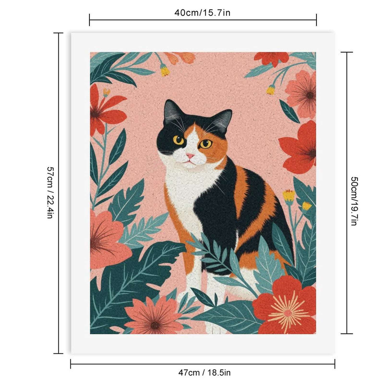 Paint By Numbers Kit for Adults Beginner - DIY Cat Floral Portrait Art Illustration Canvas Painting Kits for Adults, Frameless Paint By Number for Adults for Home Wall Decor 16x20 Inch