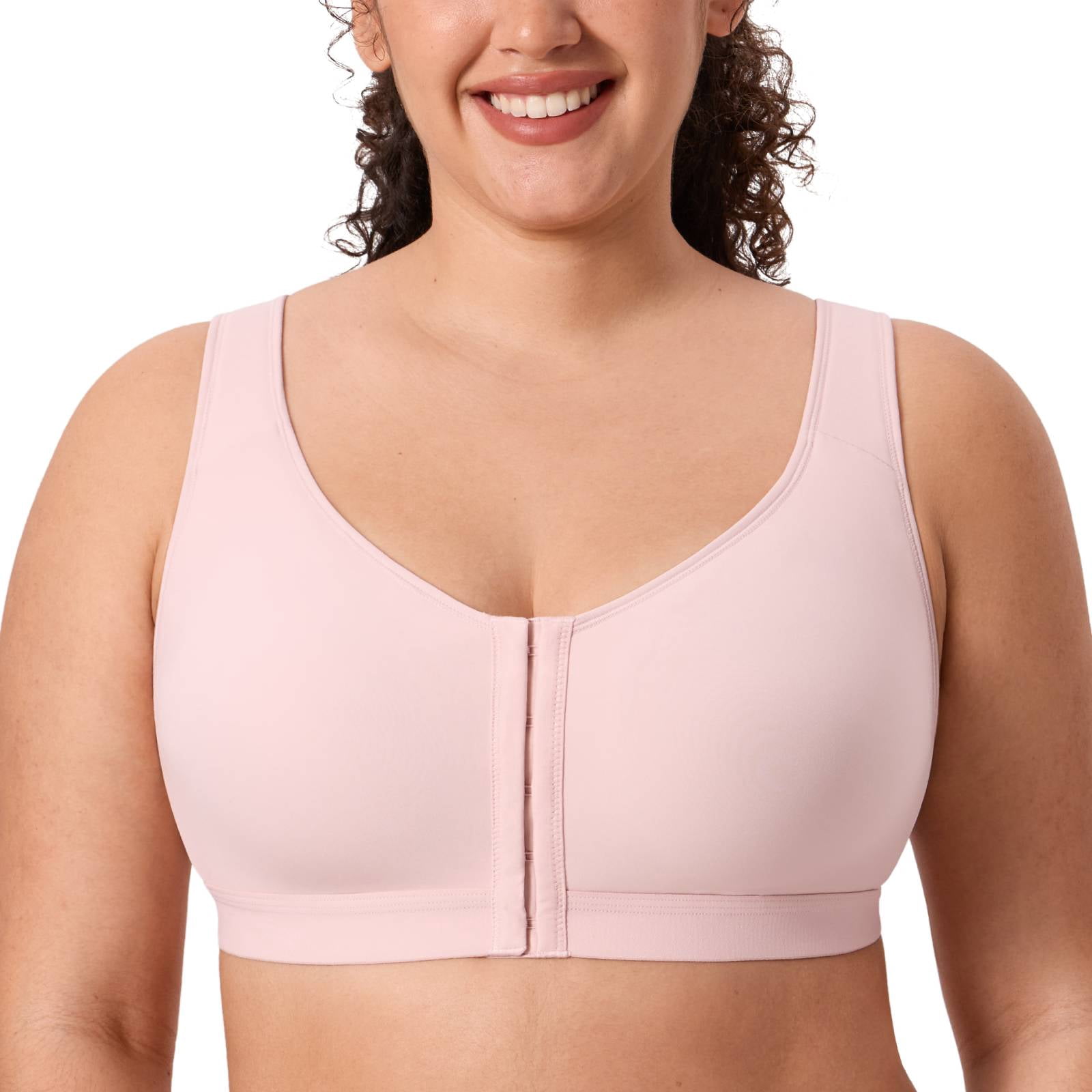 DELIMIRA Women's Posture Bra Front Closure Lightly Padded Plus Size Wireless Full Coverage Bras