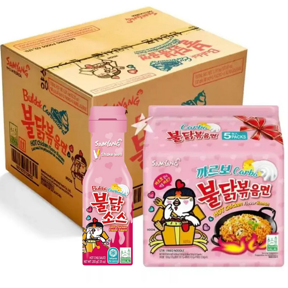 Samyang Buldak Saveur Poulet Fort Ramen Carbo 130g / Lot de 40 / BONUS 200g Sauce Carbo