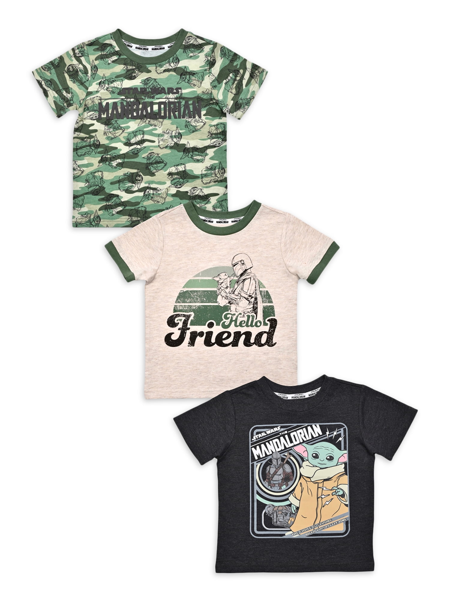 Baby Yoda Baby and Toddler Boy Graphic T-Shirts, 3-Pack, Sizes 12M-5T