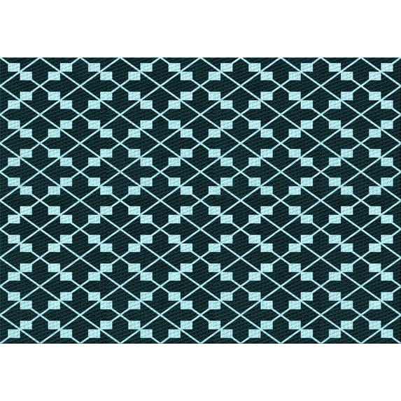 Ahgly Company Indoor Rectangle Patterned Deep Teal Green Area Rugs, 8' x 10'