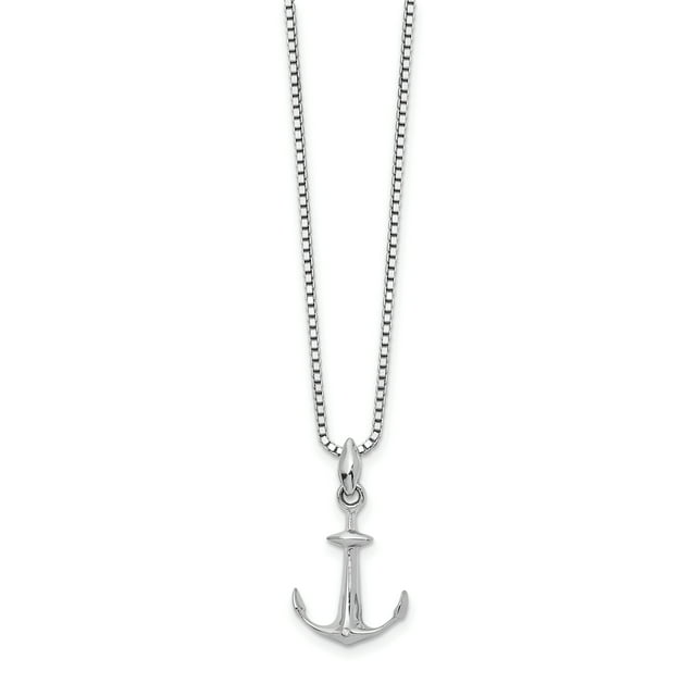 925 Sterling Silver 18 Inch Diamond Necklace 2 Extender Pendant Charm Seashore Anchor