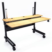 Versadesk Foundry Electric Standing Desk - Push-Button Height Adjustable, Split-Level Surface, USB Charger, Large Workspace, | Bamboo, ( 60 x 30 )