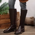 thumbnail image 2 of Xfvqtps Knee High Boots for Women Wide Calf Side Zipper Block Low Heel Faux Leather Tall Boots, 2 of 9