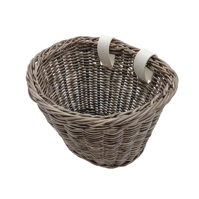 Almencla Panier de Vélo en Osier pour Enfants Panier Réglable Tressé à la Main Imperméable Gris Foncé