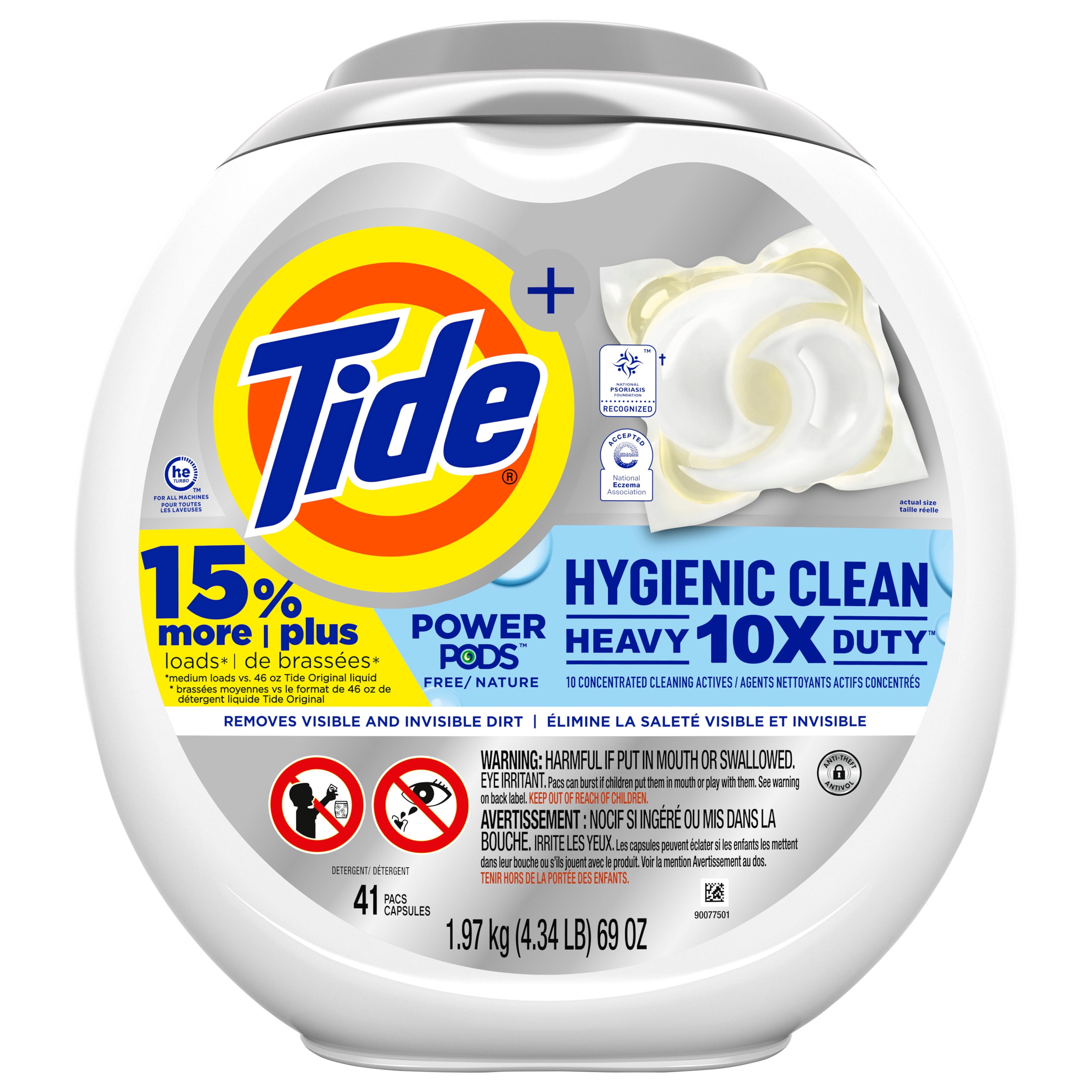 Tide Hygienic Clean Heavy Duty 10x Free Power Pods Liquid Laundry Detergent, White, Unscented, 41 Count - 1