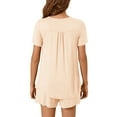 thumbnail image 6 of Ecqkame Summer Pajamas for Women Loungwear Crew Neck Short Sleeve Shirt Shrots/Capris Pants Sets A-Beige L, 6 of 6