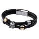 thumbnail image 2 of Pulsera Hombre de Calavera LUCKMAN, Piel Vegana y Acero Inoxidable, Modelo Mason negro UNITALLA, 2 of 7