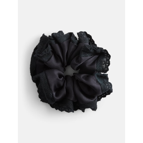 No Boundaries Women's Crochet Scrunchy Hair Tie, Black