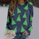 thumbnail image 3 of Gibobby Sudaderas para mujer navidad Mujer vacaciones Navidad manga larga cuello redondo de nieve muñeco de nieve Santa hombro suéter sin capucha(Azul oscuro,CH), 3 of 4