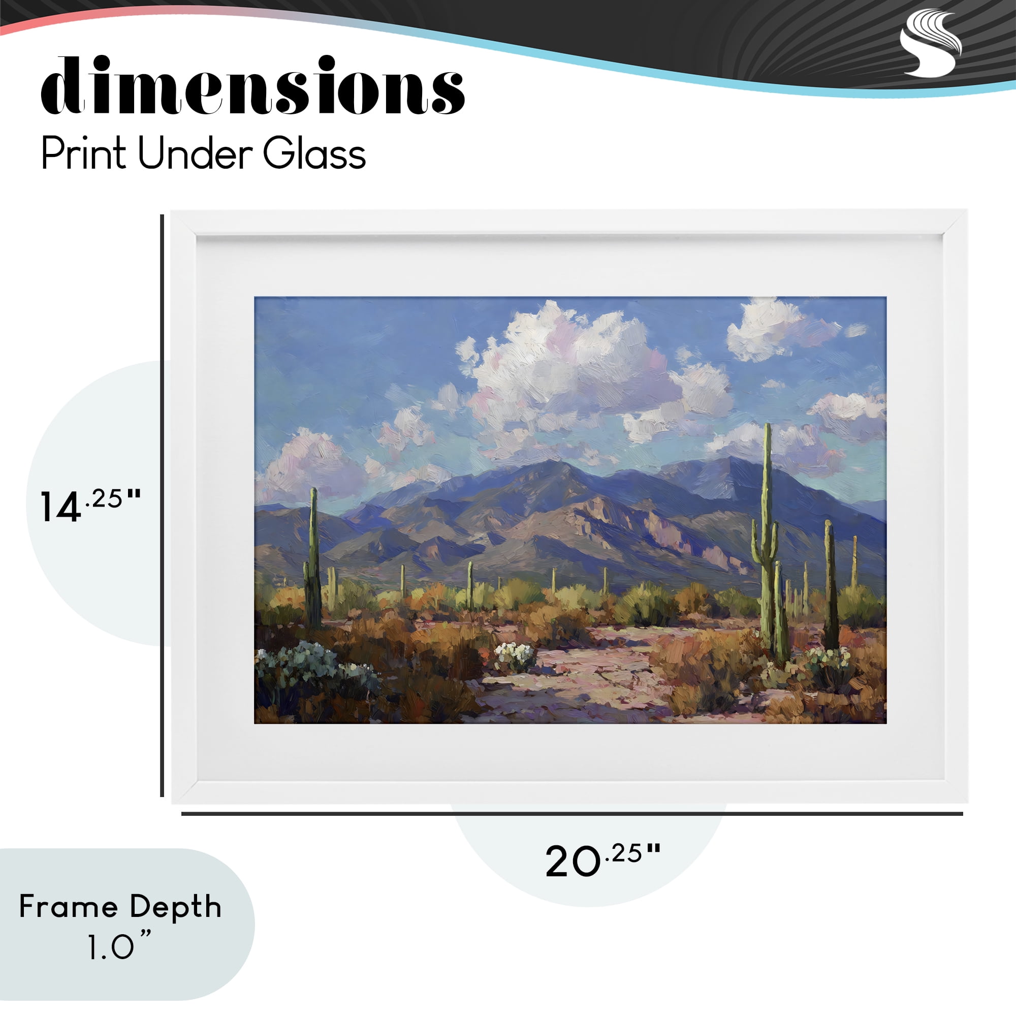 Stupell Industries Desert Mountains at Sunset Glow White Framed Print Under Glass, design by Gina Kelly