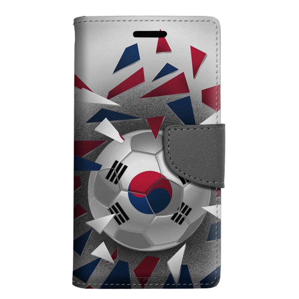 ZTE Prestige 2 Wallet Case Soccer Ball Korea Flag Case by Trek Media Group