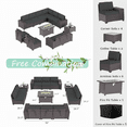 thumbnail image 4 of ALAULM Patio Conversation Set, 13 Piece Weave Rattan Outdoor Conversation Sets with Gas Fire Pit Table, Gray, 4 of 6