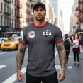 thumbnail image 5 of 250 Anniversary USA Shirt Mens Crewneck Pullover Tops Men's Tshirts Shirts Short Sleeve T Shirts America Crew Neck Tee USA 250th Anniversary Mens Tops Dark Gray XXXXXL, 5 of 5